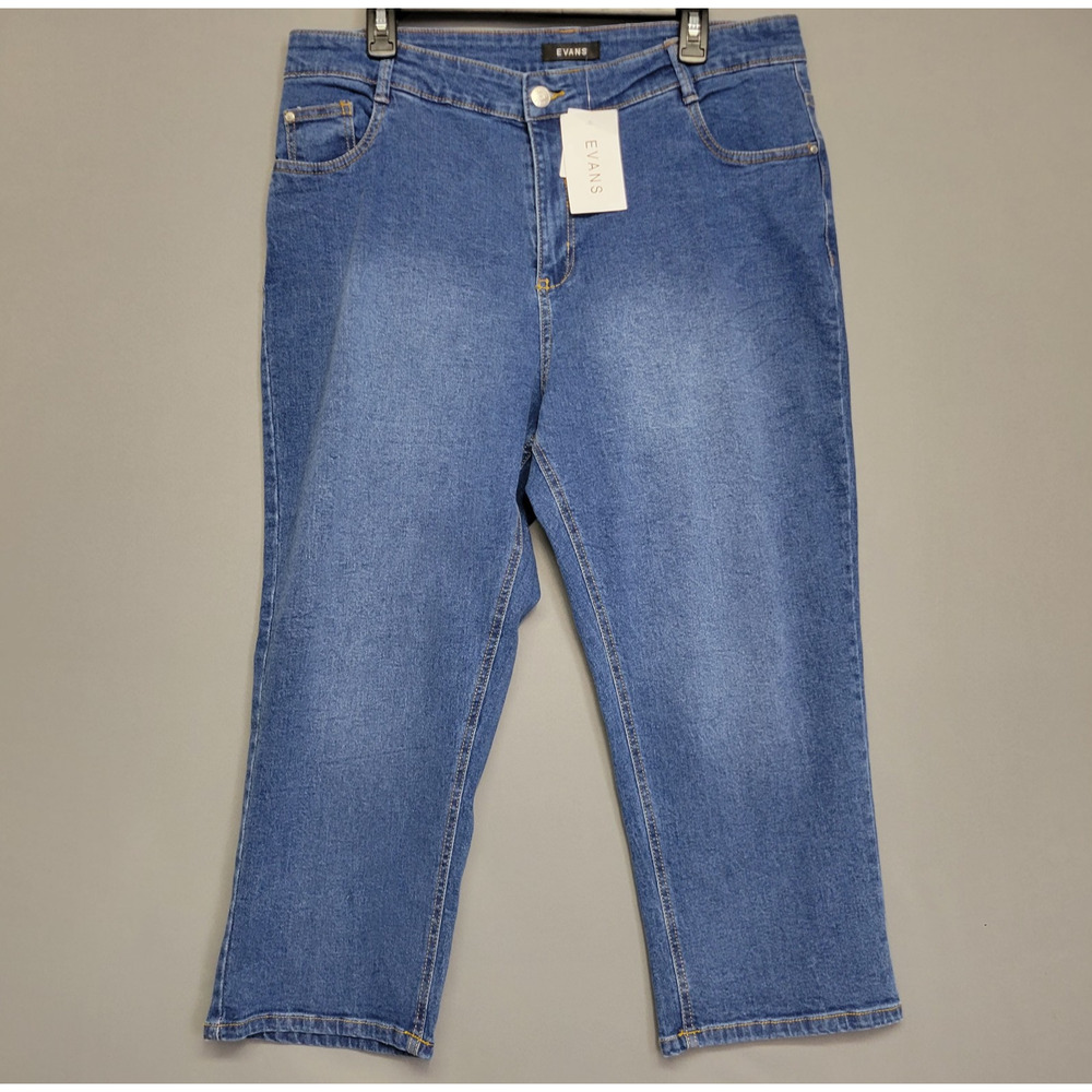 Evans Capri Jeans Womens 20 Plus‎ Blue Medium Wash 20.5" Inseam Cropped Casual